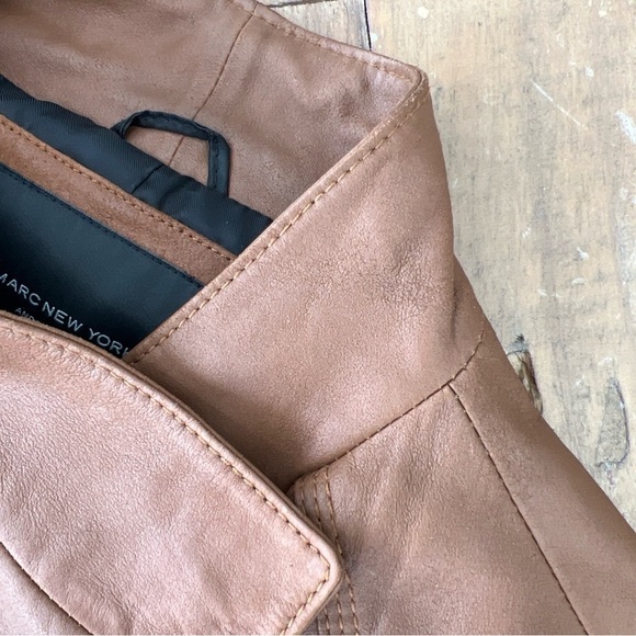 Marc new York Marc Andrews whiskey Leather Women's large bomber Jacket - Picture 5 of 14